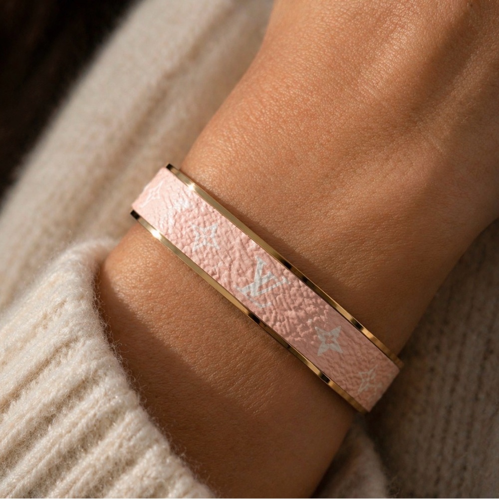 Louis Vuitton Pink/Gold Monogram Cuff Bracelet